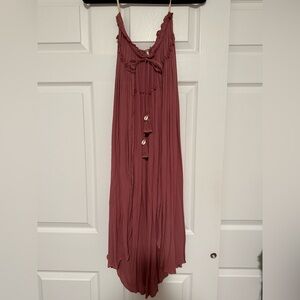 Free People Dusty Rose Peasant Tie-Front Maxi
